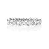 Diamond Antique Style 18k White Gold Eternity Wedding Band Ring