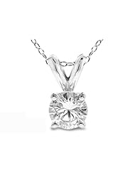 0.40 Ct Round Cut 14K White Gold Diamond Pendant with 18" White Gold Chain