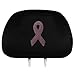 LA Auto Gear Pink Ribbon Breast Cancer Awareness Logo Gem Crystal Studded Rhinestone Bling Car Truck SUV Front Low Back Bucket Seat Covers with Head Rest Pairs - 4PCS