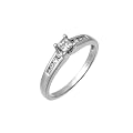 9ct White Gold 33Pts Princess Cut Diamonds With Diamond Shoulders Ring