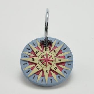 Nautical Ocean Beach Compass Shower Curtain Hooks Set of 12