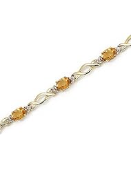 14K Yellow Gold Oval Citrine and Diamond Bracelet