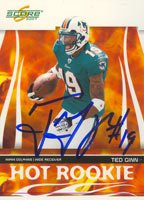 Ted Ginn, Miami Dolphins, 2007 Score Hot Rookie Autographed Card