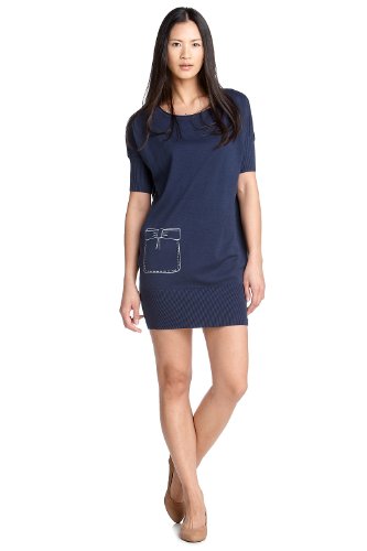 edc by ESPRIT Damen Kleid (mini), 022CC1I007, Gr. 42 (XL), Blau (new navy 469) Preisvergleich