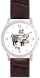 Pig - Chinese Symbol - WATCHBUDDY&reg; DELUXE SILVER TONE WATCH - Brown Strap - Large Size (Men's or Jumbo Women's Size)