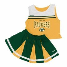 Reebok Two Piece Green Bay Packers NFL Cheerleader Uniform Set (Size 7/8 to 16)