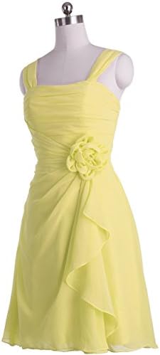 Vampal Yellow Short Crinkle Chiffon Pleated Bridesmaid Dress With Front Cascade 22W Yellow