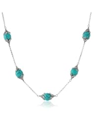 Judith Jack "Paradise" Marcasite Turquoise Crystal Bead Frontal Necklace, 18"
