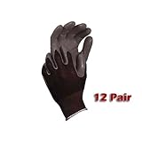 Tools & Hardware : Atlas Fit 370 Black Work Gloves Xl 12 Pair NEW