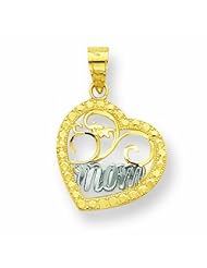 10K Gold & Rhodium Mom Heart Charm