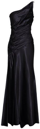 One Shoulder Satin Goddess Formal Gown Prom Dress - L