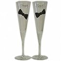 Civil Partnership Gift Two Bows Champagne Flutes