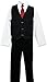 Boys Pinstripe Suit in Black with Matching Dark Red Burgundy Tie