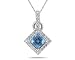 Princess Cut Blue Topaz & Diamond Pendant in 14K White Gold