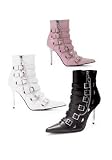 4 inch Ankle Boots Women's Size Shoe With Buckles and Chains