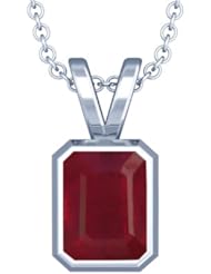 Platinum Emerald Cut Ruby Solitaire Pendant