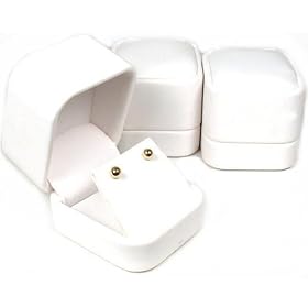 White Leather Earring Display Case Countertop Gift Box