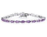 14k White Gold Diamond and Amethyst Bracelet