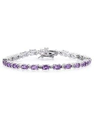 14k White Gold Diamond and Amethyst Bracelet
