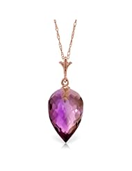 14K Gold Necklace with Natural Pointy Briolette Drop Purple Amethyst Pendant