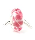 Rose Pink Swirl Murano Bead, Single Core Bead, Pandora-compatible Lampwork Bead