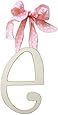 New Arrivals Wooden Letter E with Pink Polka Dot Ribbon, Cream