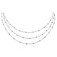 Sterling Silver 3-Row Bead Necklace 17"