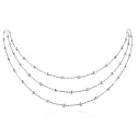 Sterling Silver 3-Row Bead Necklace 17"