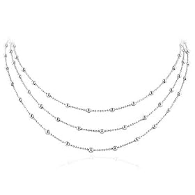 Sterling Silver 3-Row Bead Necklace 17