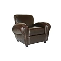 Baxton Studio Crocetta Leather Club Chair, Dark Brown