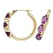 14k Gold & Amethyst 3 Oval Stone Hoop Earrings