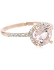10k Rose Gold Morganite and Diamond Round Shaped Ring (0.05 cttw GH, Color, I1-I2 Clarity)