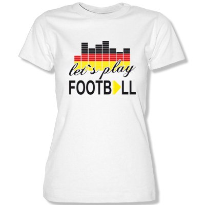 DEUTSCHLAND MOTIV 14 Damen T-Shirt Weiss / Schwarz-Rot-Gelb Gr. XL