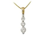 1.00CTW Three Stone Diamond Drop Pendant 14K Yellow Gold
