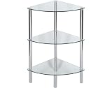 Levv 3-Tier Glass Corner Shelving Unit, Clear