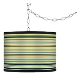 Stacy Garcia Kiwi Tini Stripe Giclee Plug-In Swag Chandelier