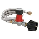 Bayou Classic 48 Inch High Pressure Stainless Braided Propane Hose And 30 Psi Adjustable Regulator