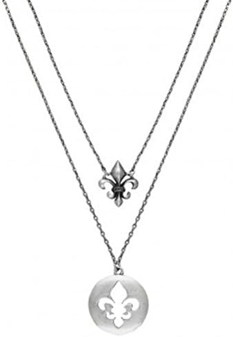 Rock 47® Fleur De Lis Shadow Double String Necklace (Nc2185r47