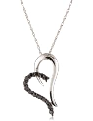 Kobelli 1/5 Cttw Black Diamond Heart Shaped Pendant Necklace