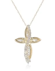 10k Yellow Gold Diamond Journey Cross Pendant (1/3 cttw)