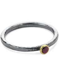 GURHAN "Skittle" Silver with High Karat Gold Accents Ruby Ring, Size 7