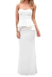 Strapless Ankle Length Sleeveless Polyester/Spandex Spring Summer Winter Checkered Print Peplum Evening Dress/Prom Dress 