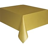 Gold Plastic Table Cover 54'' x 108'' Rectangle