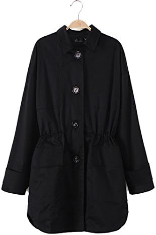 Women's Drawstring Single Breasted Long Sleeve Trench Coat Plus Size