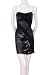Do & Be Pieced Sequin Faux Leather Lace Diagonal Cut Sleeveless Side Zipper Strapless Dress Black Small
