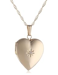 14k Yellow Gold Diamond-Accent Heart Locket Necklace, 18"