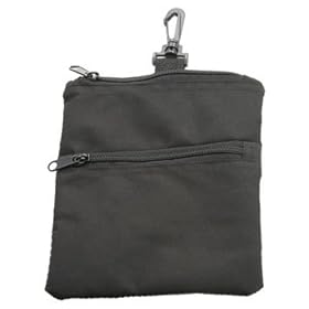  Zippered Golf Caddy Pouch 3 Pockets Snap Clip Black