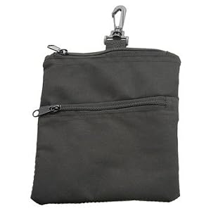 Zippered Golf Caddy Pouch 3 Pockets Snap Clip Black