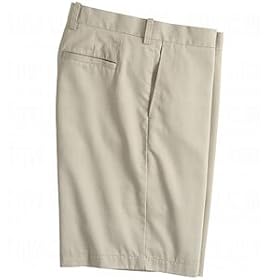 Ashworth Mens EZ-TECH Flat Front Solid Twill Shorts by