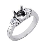 14k White 3 Stone Round 0.55 Ct Diamond Engagement Ring - Size 7.0